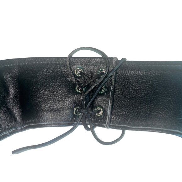 Adult S Black Leather Motorcycle Riding Chaps Adjustable Belt Snap Closure 30-34 - Picture 10 of 14